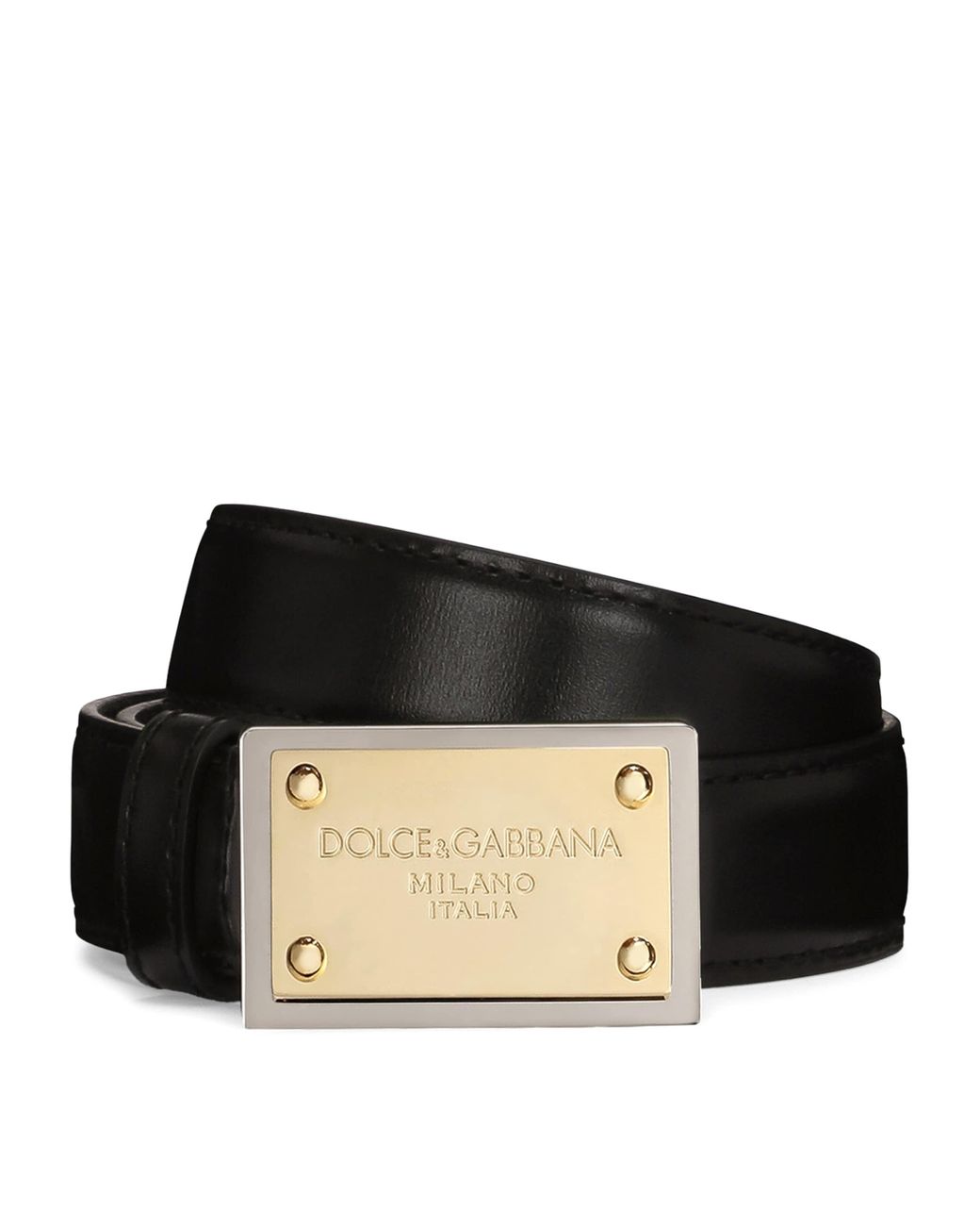 Dolce & Gabbana Black Thin Leather Dg Buckle Belt