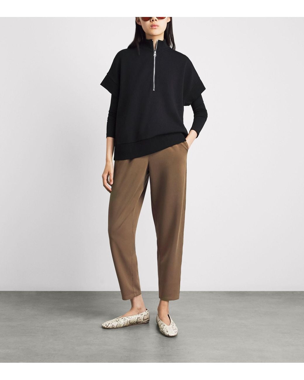 Varley Brown Barrel-Leg Wilfred Sweatpants