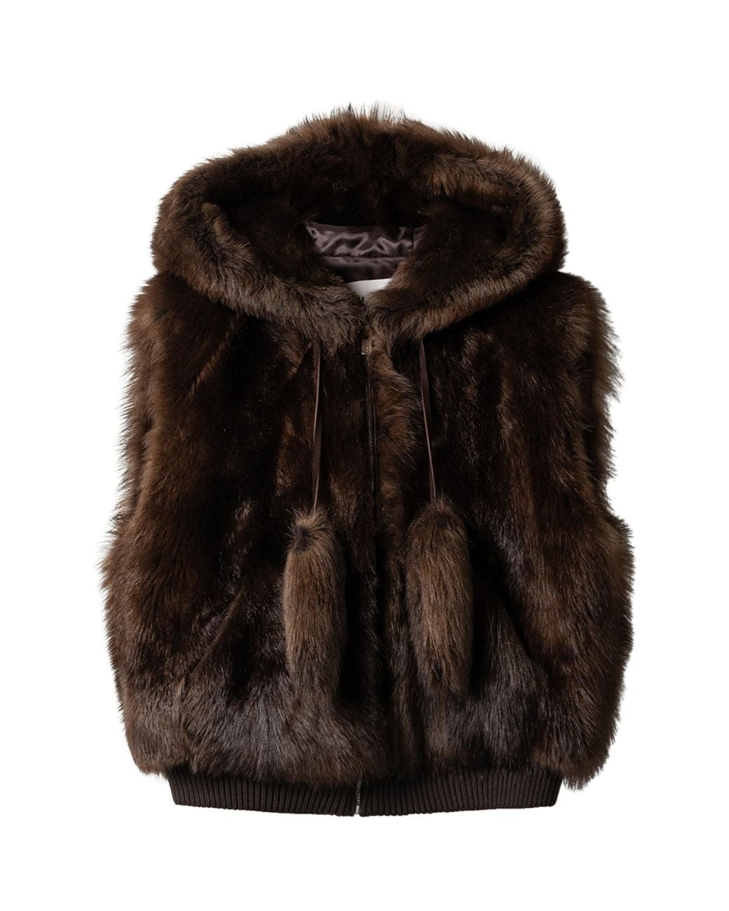 Miu Miu Black Shearling Hooded Gilet