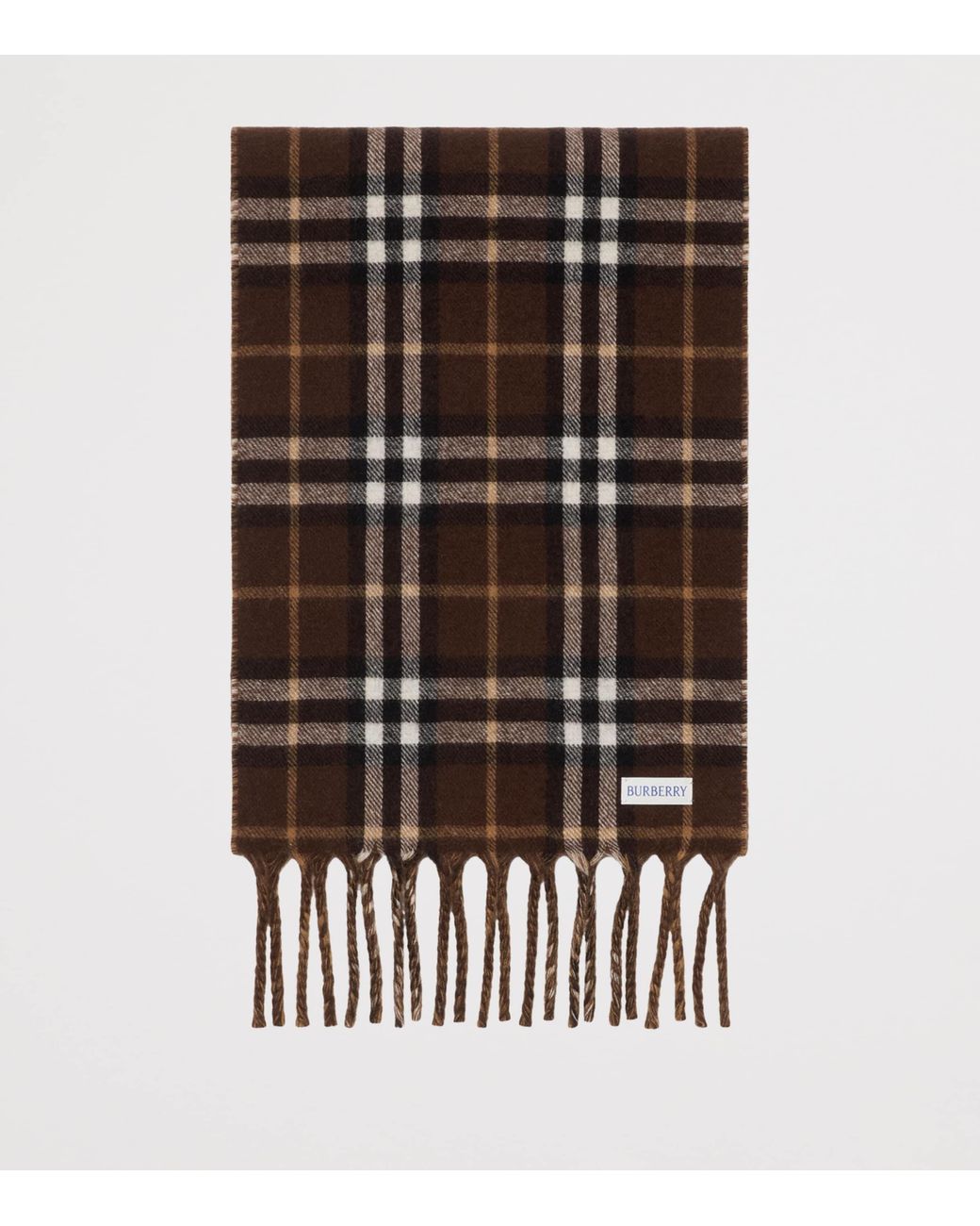 Burberry Brown Cashmere Reversible Check Ekd Scarf