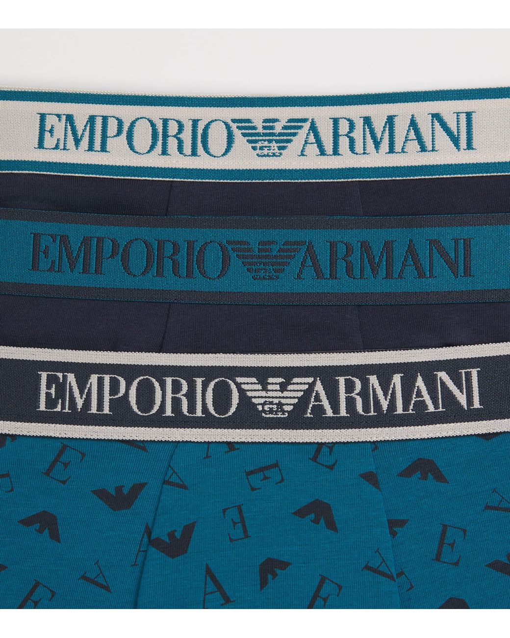 Emporio Armani Blue Stretch-Cotton Logo Trunks for men