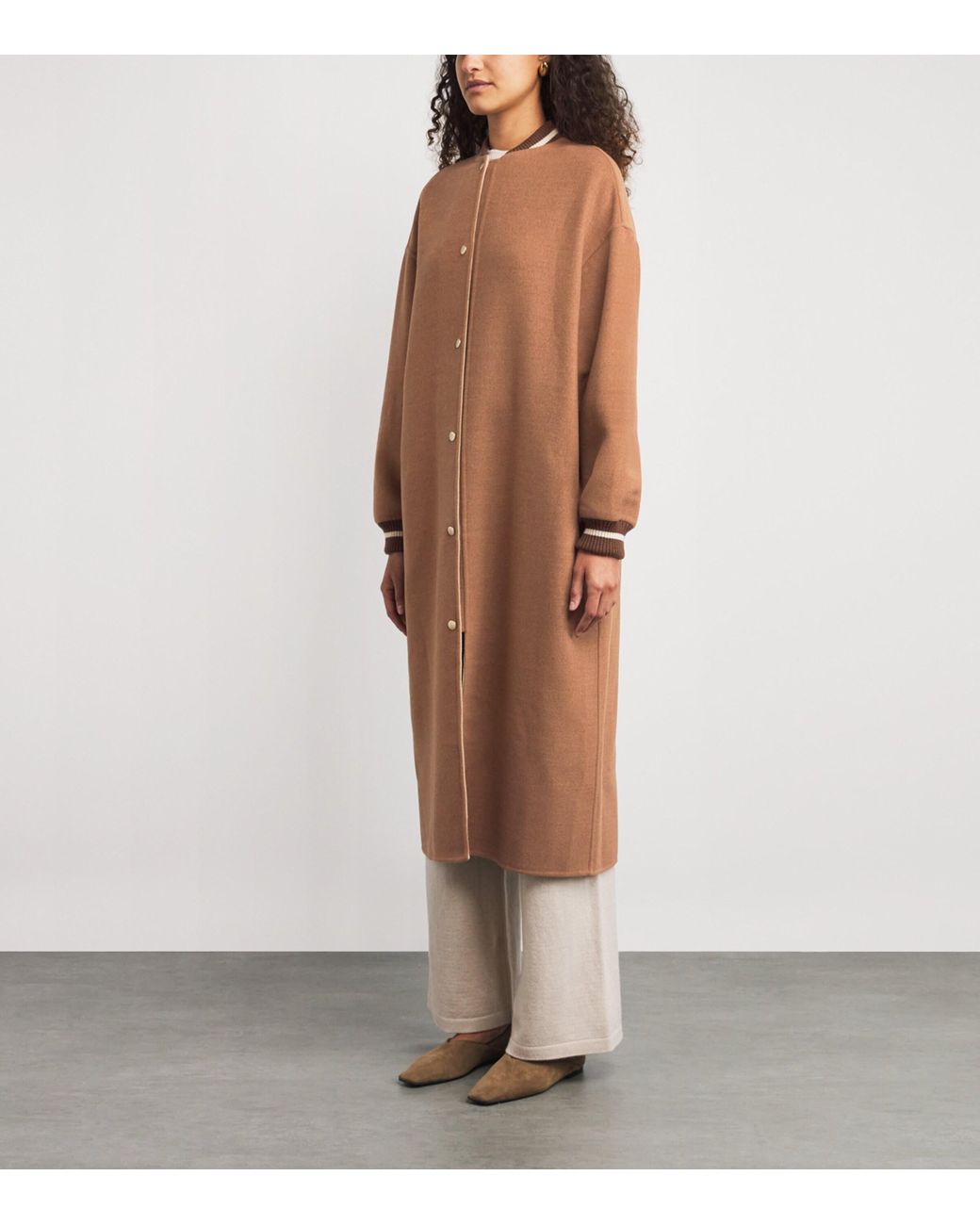 Eleventy Brown Wool Longline Bomber Jacket