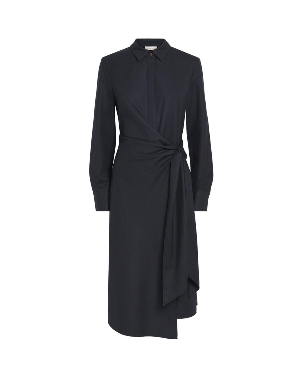 Lafayette 148 New York Blue Cotton Tie-Front Midi Shirt Dress