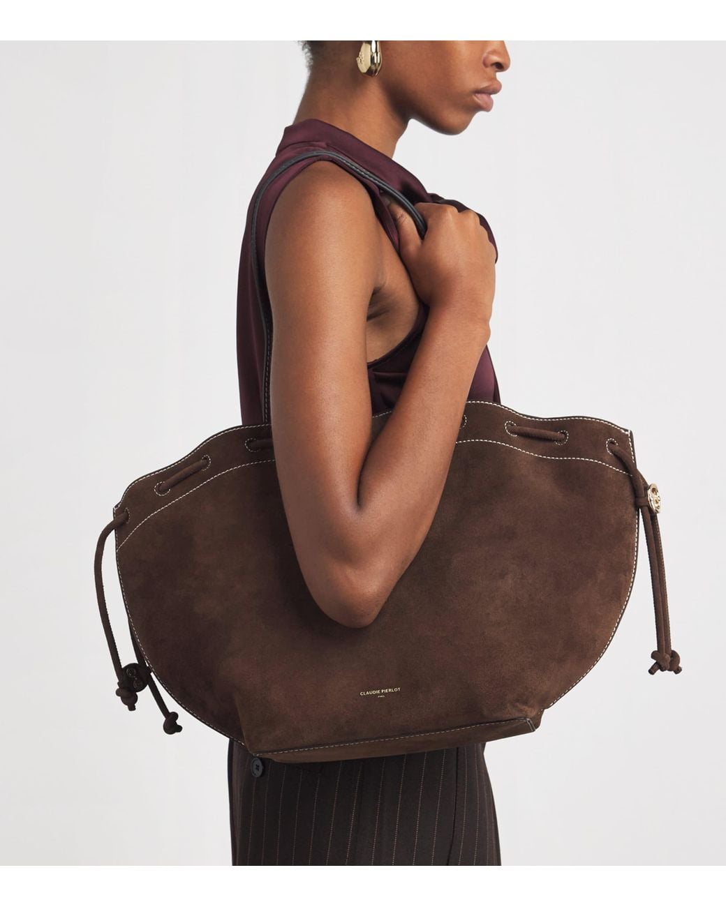Claudie Pierlot Brown Suede Alban Tote Bag