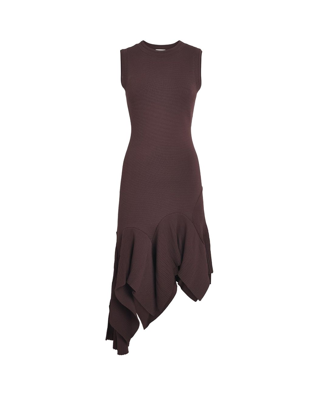 Sandro Brown Knitted Asymmetric Mini Dress