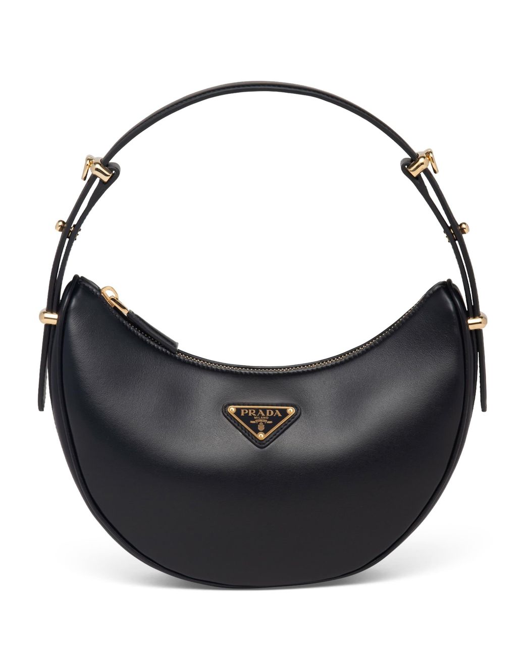 Prada Black Leather Arqué Shoulder Bag
