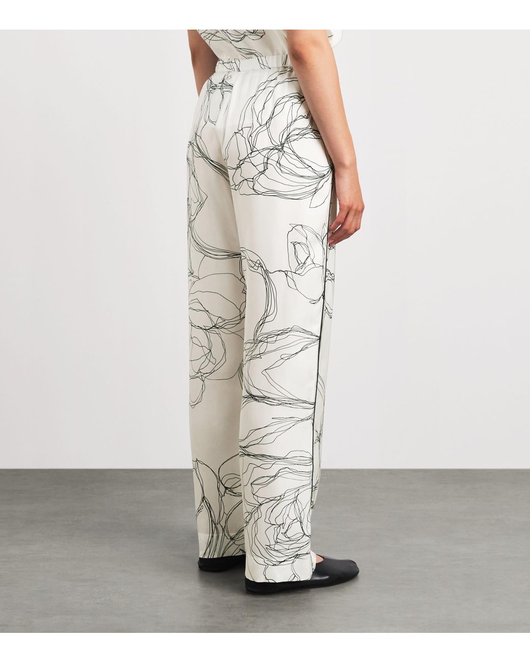 Fabiana Filippi White Silk Twill Printed Trousers