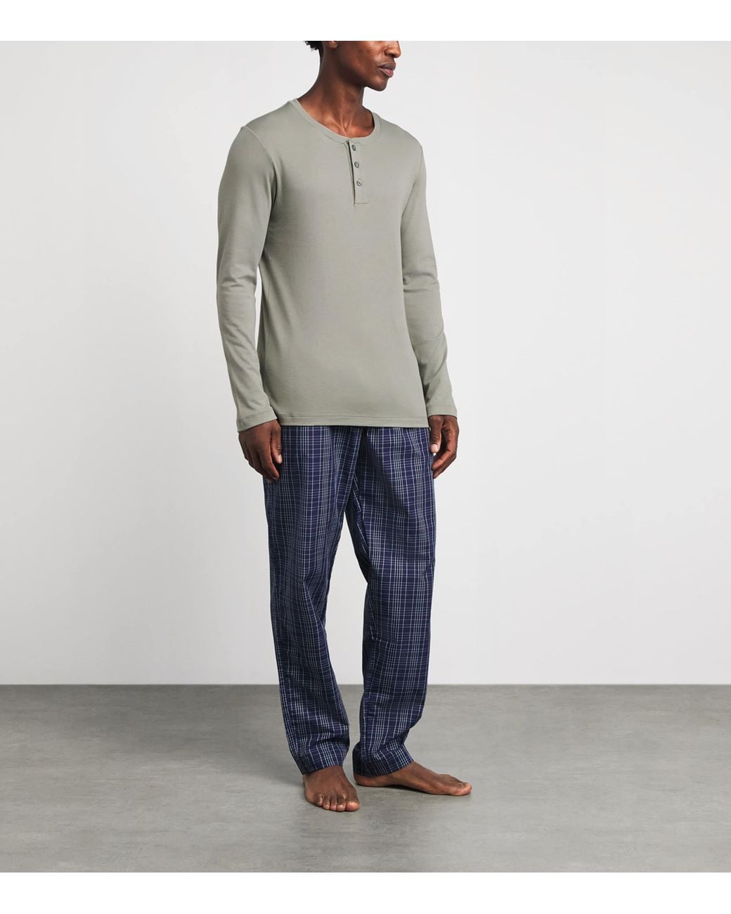 Hanro Gray Cotton Henley T-Shirt for men
