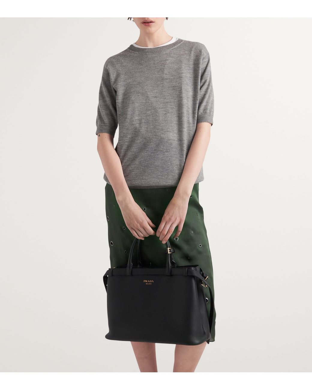 Prada Gray Cashmere Crew-Neck Sweater