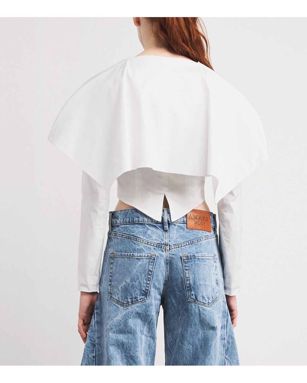 A.W.A.K.E. MODE White Cotton-Blend Shawl-Collar Blazer