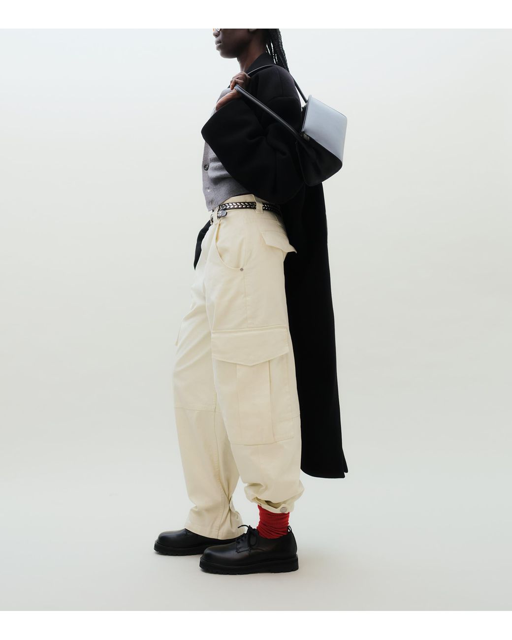 AMI Natural Cotton Baggy Cargo Trousers
