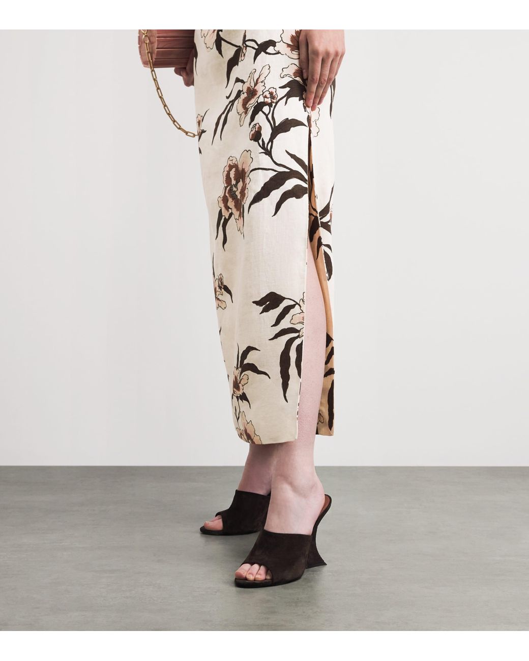 Sir Metallic Linen Peony Balconette Maxi Dress