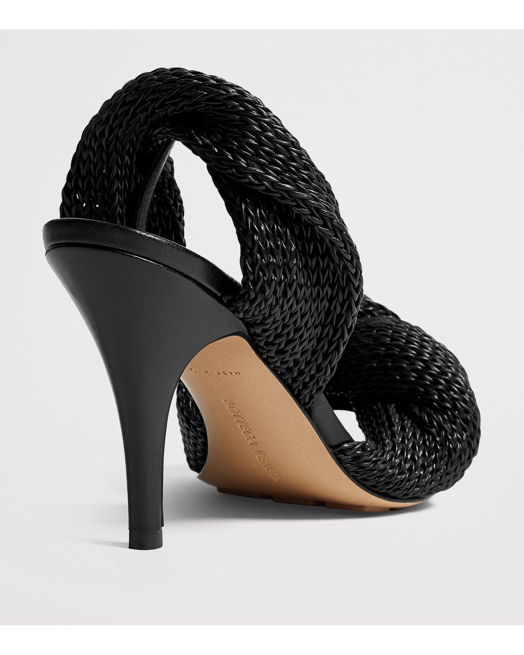 Bottega Veneta Black Lambskin Woven Grace Slingback Sandals 90