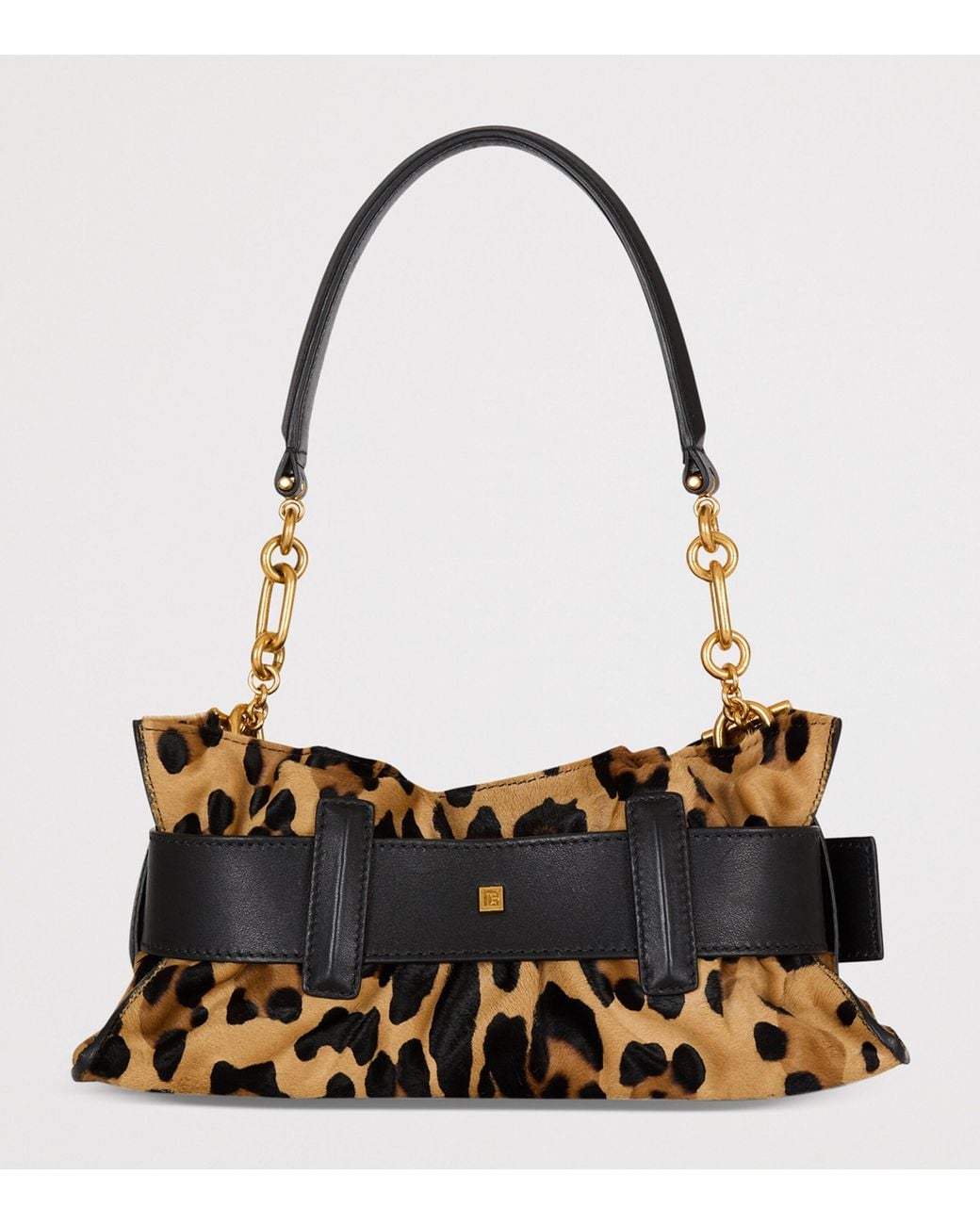 Balmain Black Mini Leopard Anthem Shoulder Bag