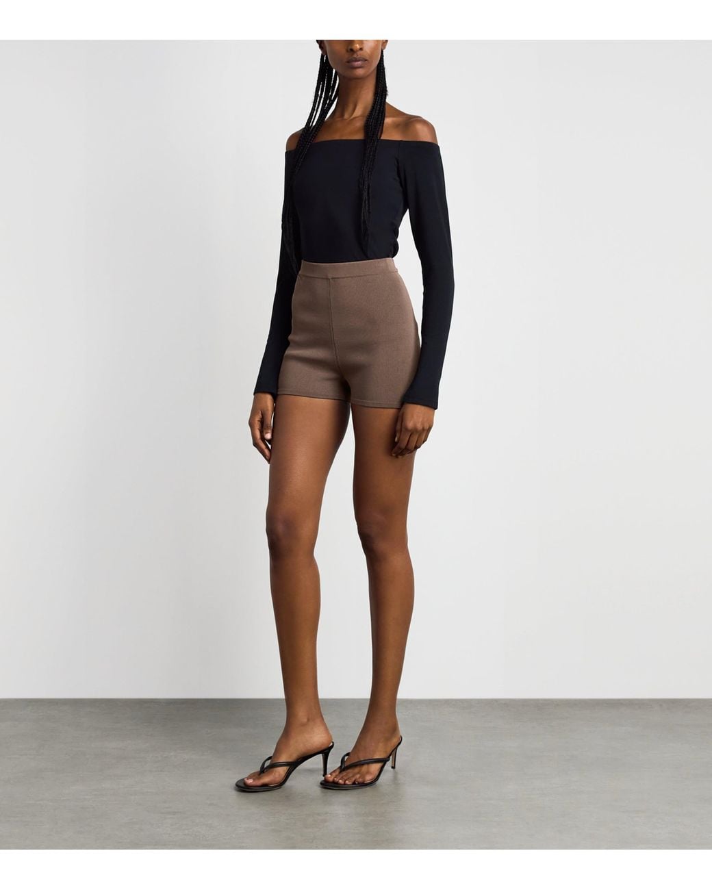 Skims Brown Refined Knit Shorts