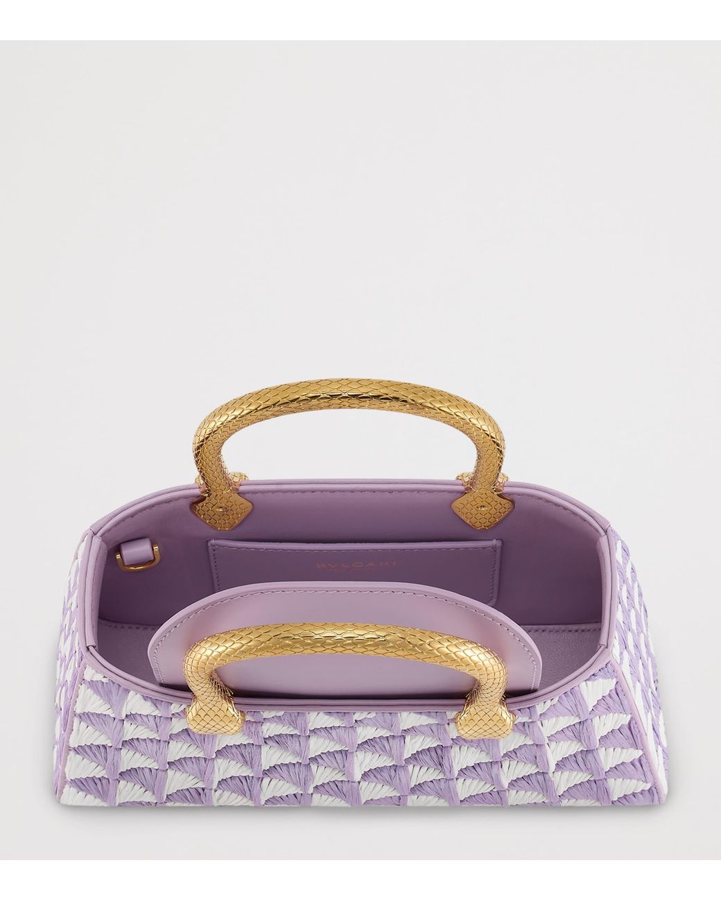 BVLGARI Purple Raffia Serpentine Duette Top-Handle Bag