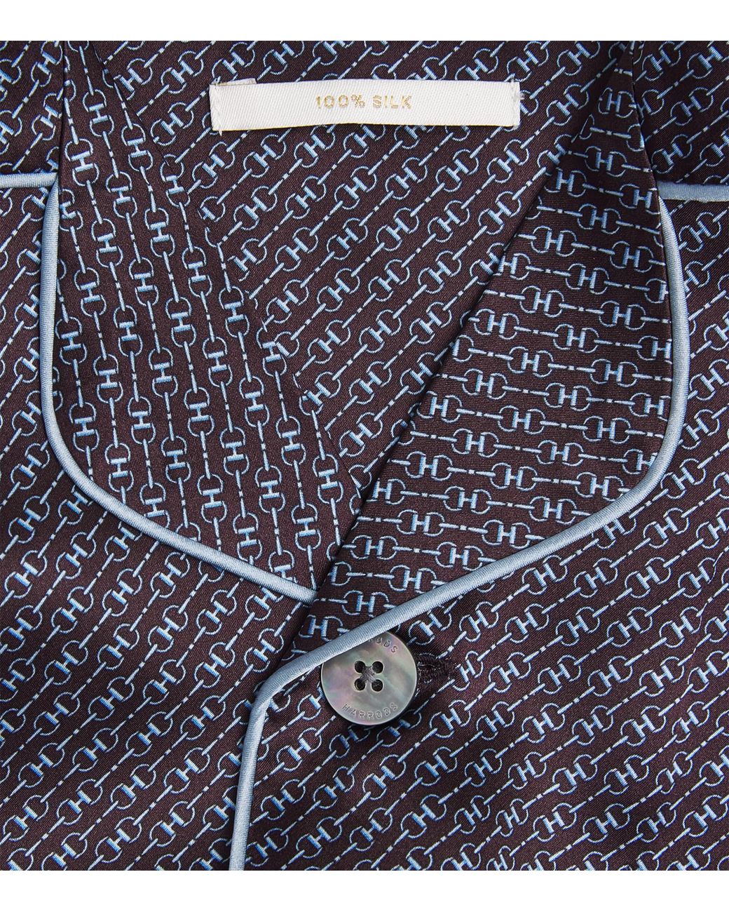 Harrods Blue Silk Snaffle Print Pyjama Set for men