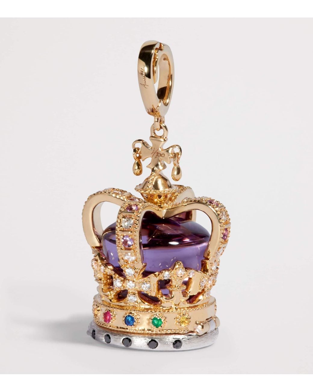Annoushka Metallic Diamond And Amethyst Coronation Crown Locket Charm