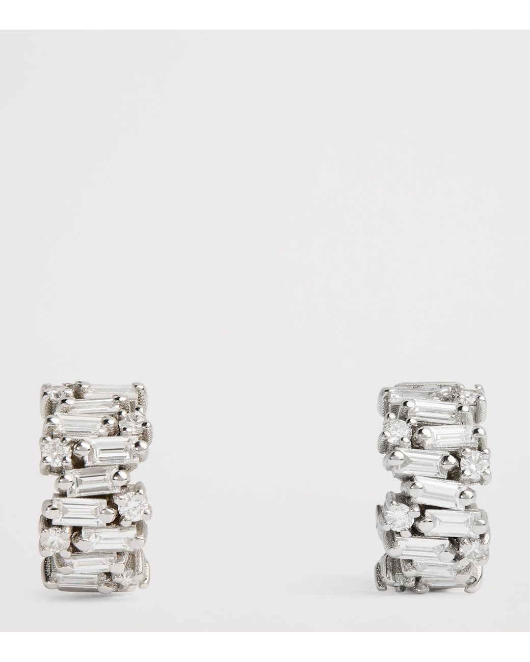 Suzanne Kalan White And Diamond Shimmer Hoop Earrings
