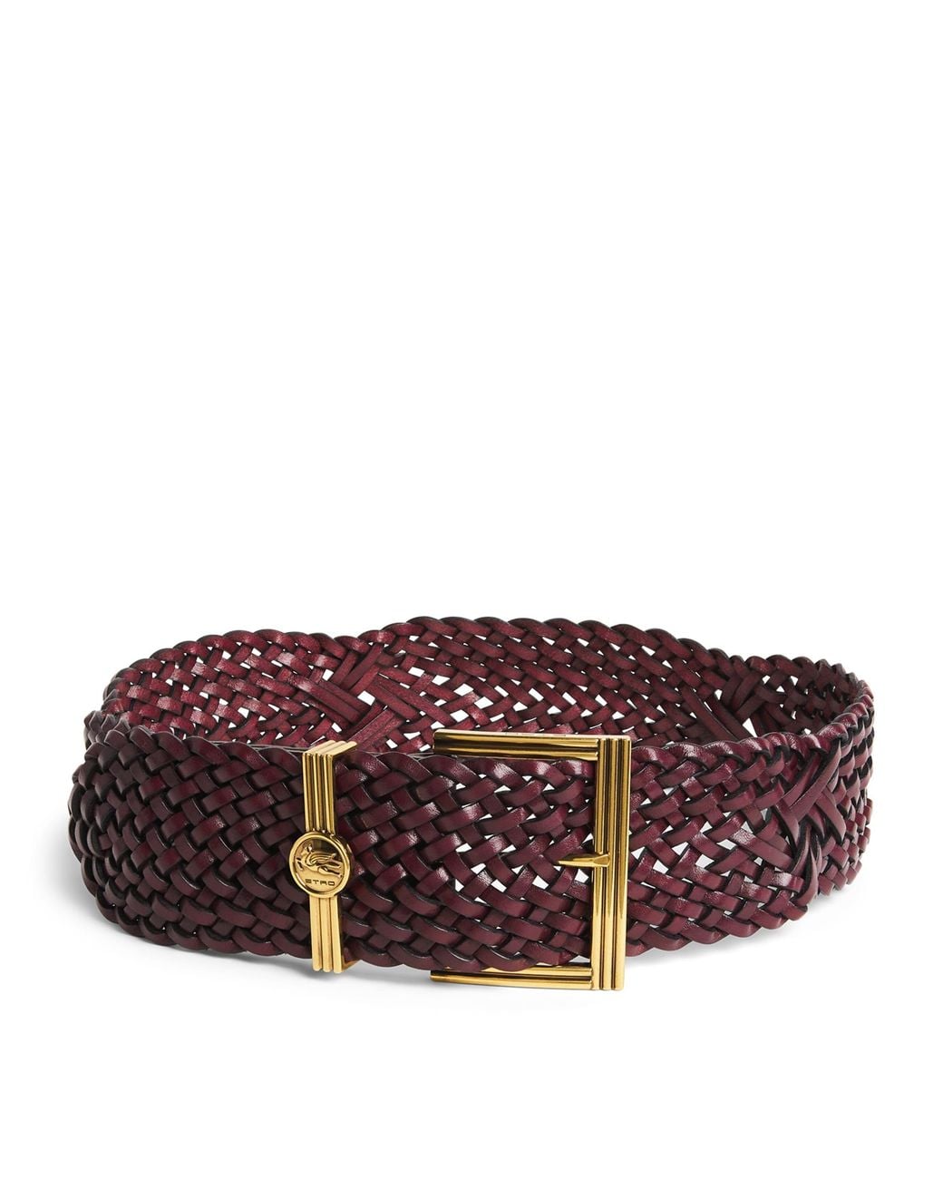 Etro Purple Leather Woven Coin Buckle Belt