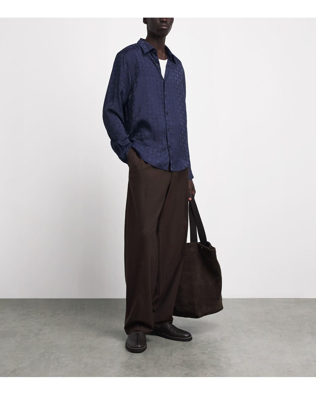Sandro Blue Jacquard Square Cross Shirt for men