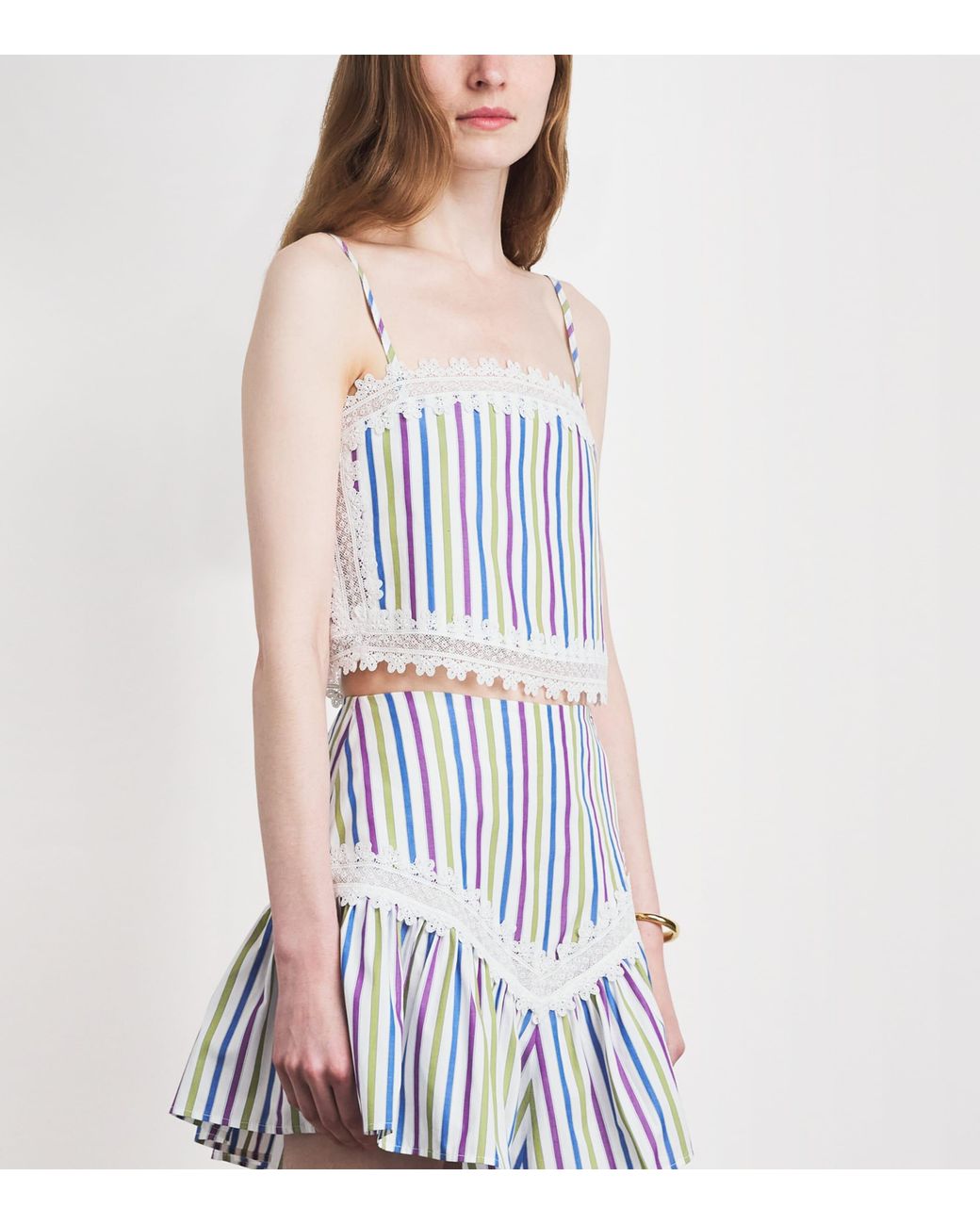 Claudie Pierlot Blue Cotton Stripe Crop Top