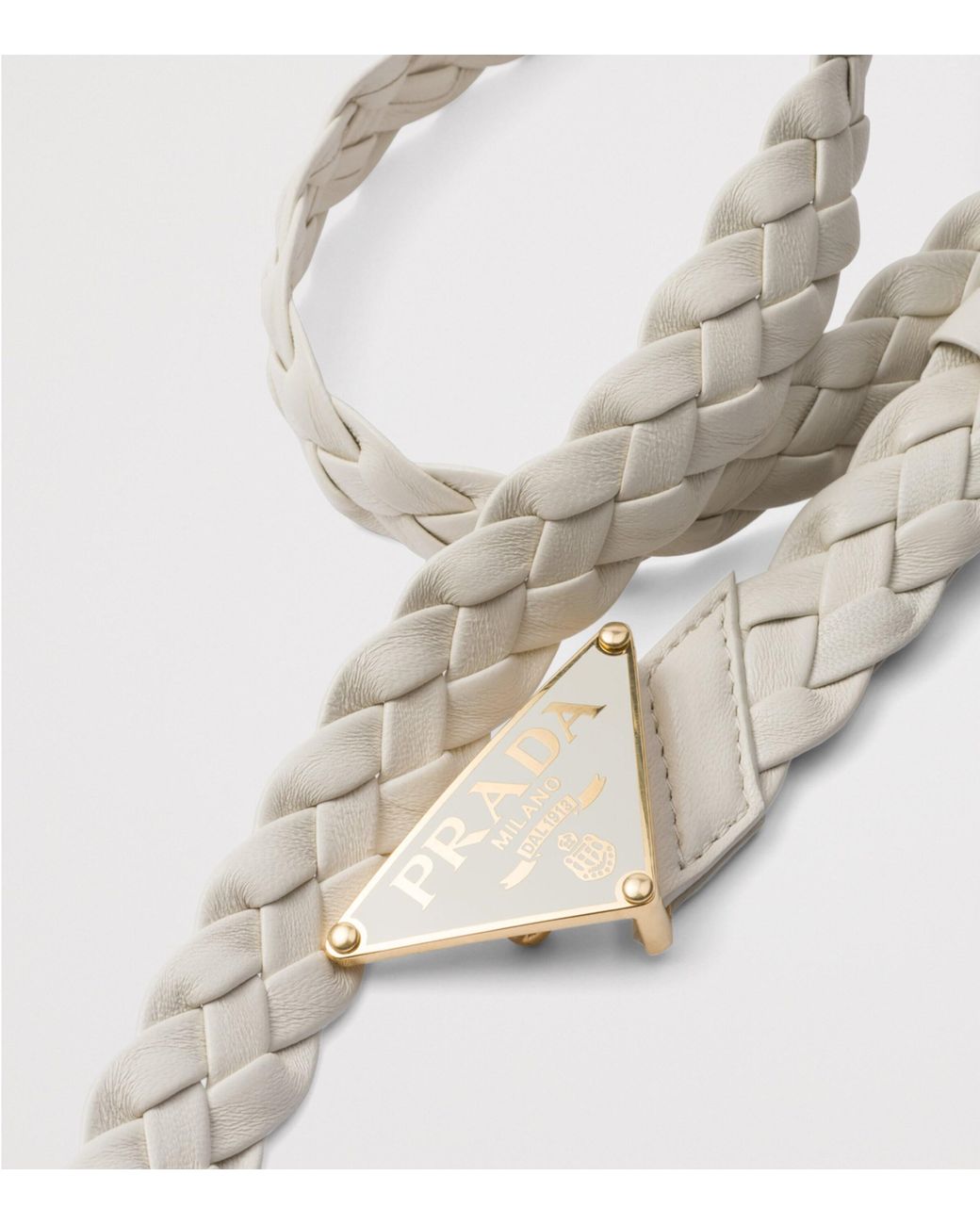 Prada Gray Nappa Leather Braided Belt