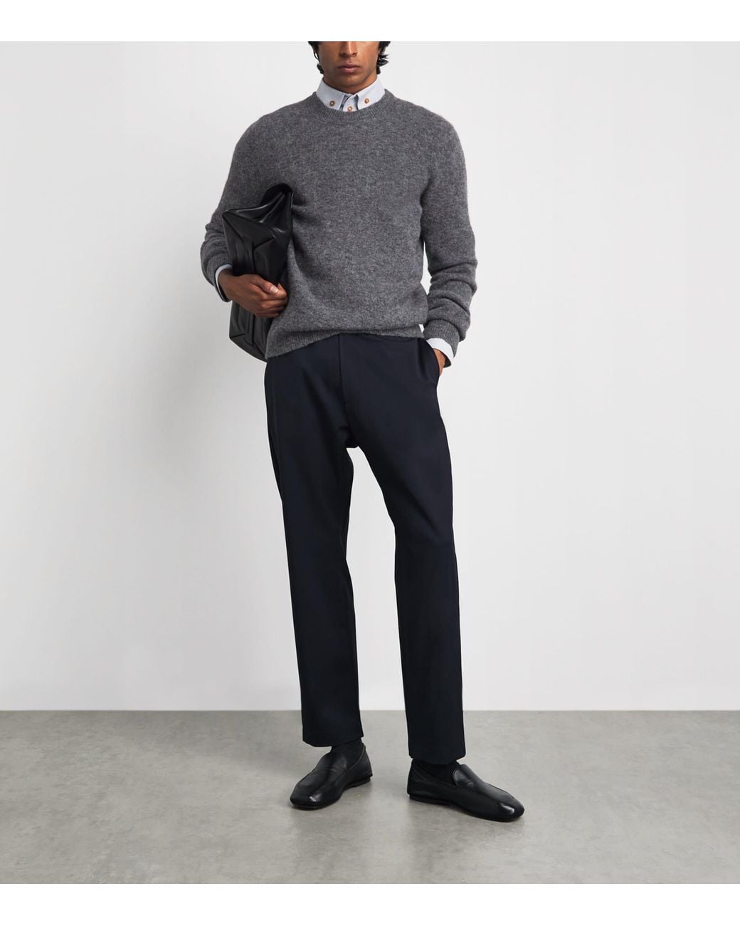 Barena Gray Alpaca-Blend Crew-Neck Sweater for men