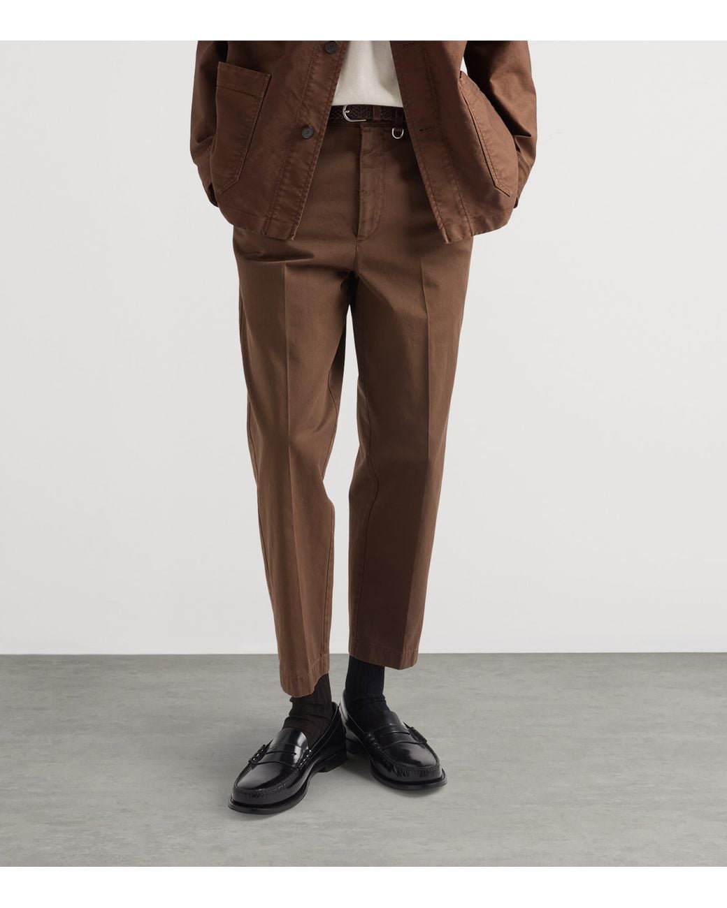 Prada Brown Cotton Slim Fit Trousers for men