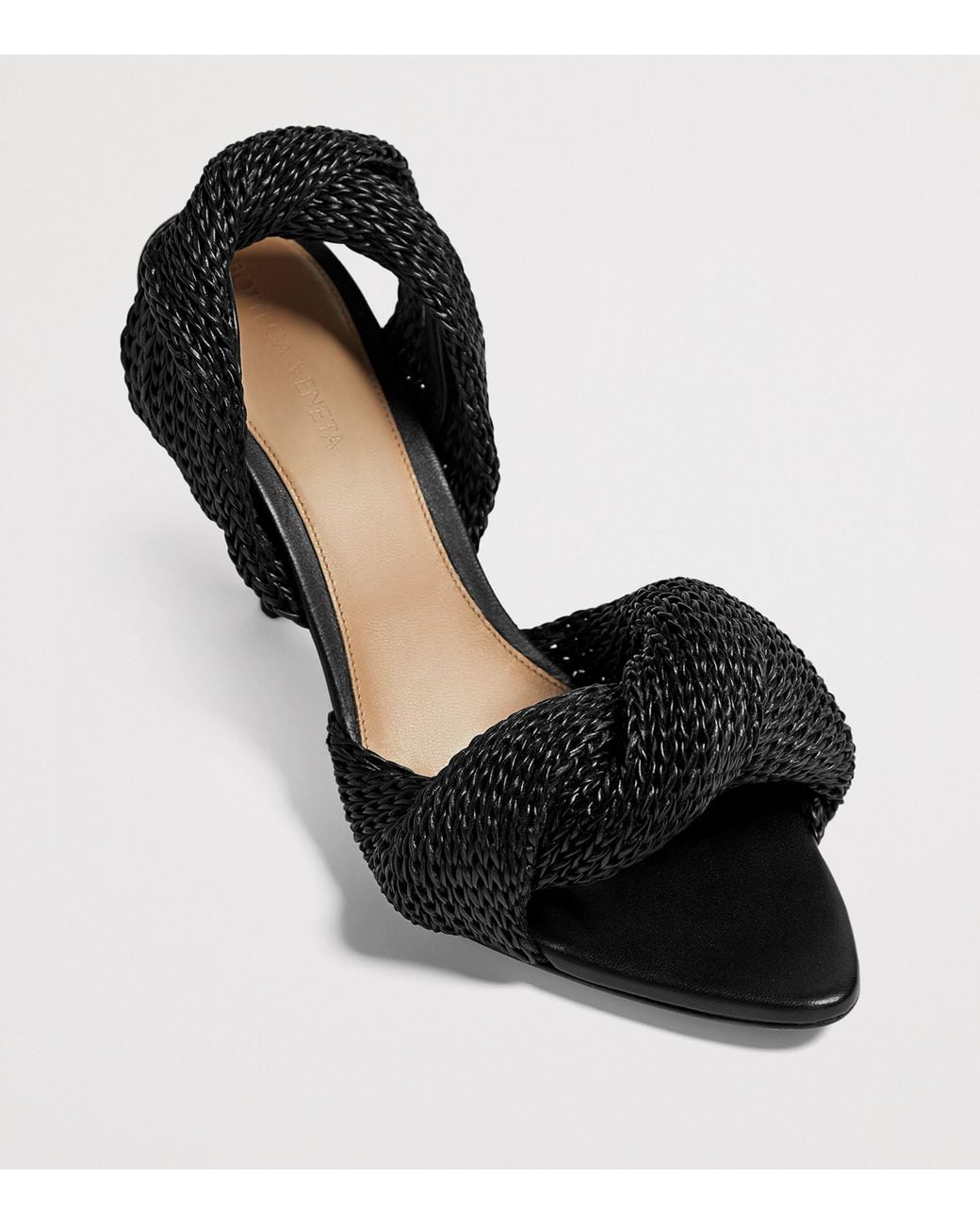 Bottega Veneta Black Lambskin Woven Grace Slingback Sandals 90