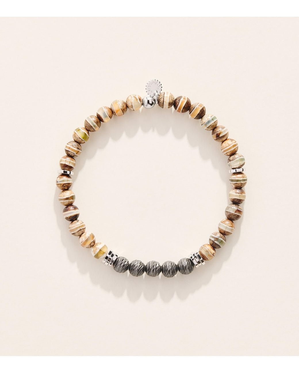 Tateossian Natural Sterling And Agate Stonehenge Graffiato Bracelet for men