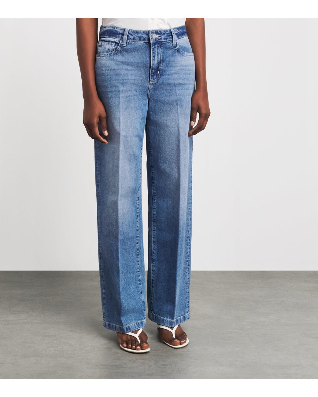 L'Agence Blue Scottie Wide-Leg Jeans