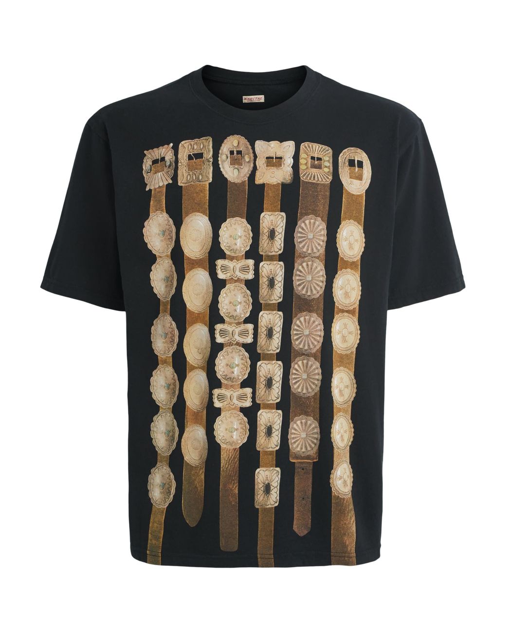 Kapital Black Cotton Curtain Concho T-Shirt for men