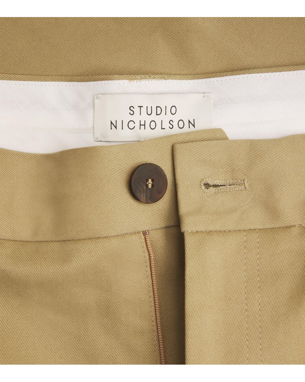 Studio Nicholson Natural Cotton Pleated Sorte Trousers for men
