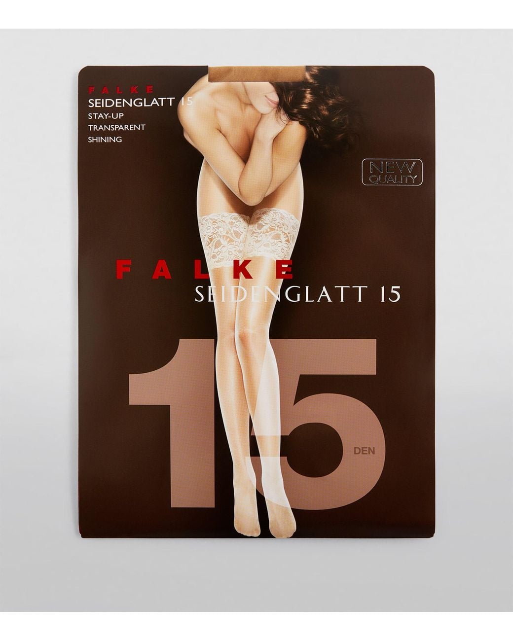 Falke Brown Lace-Trim Seidenglatt 15 Stockings