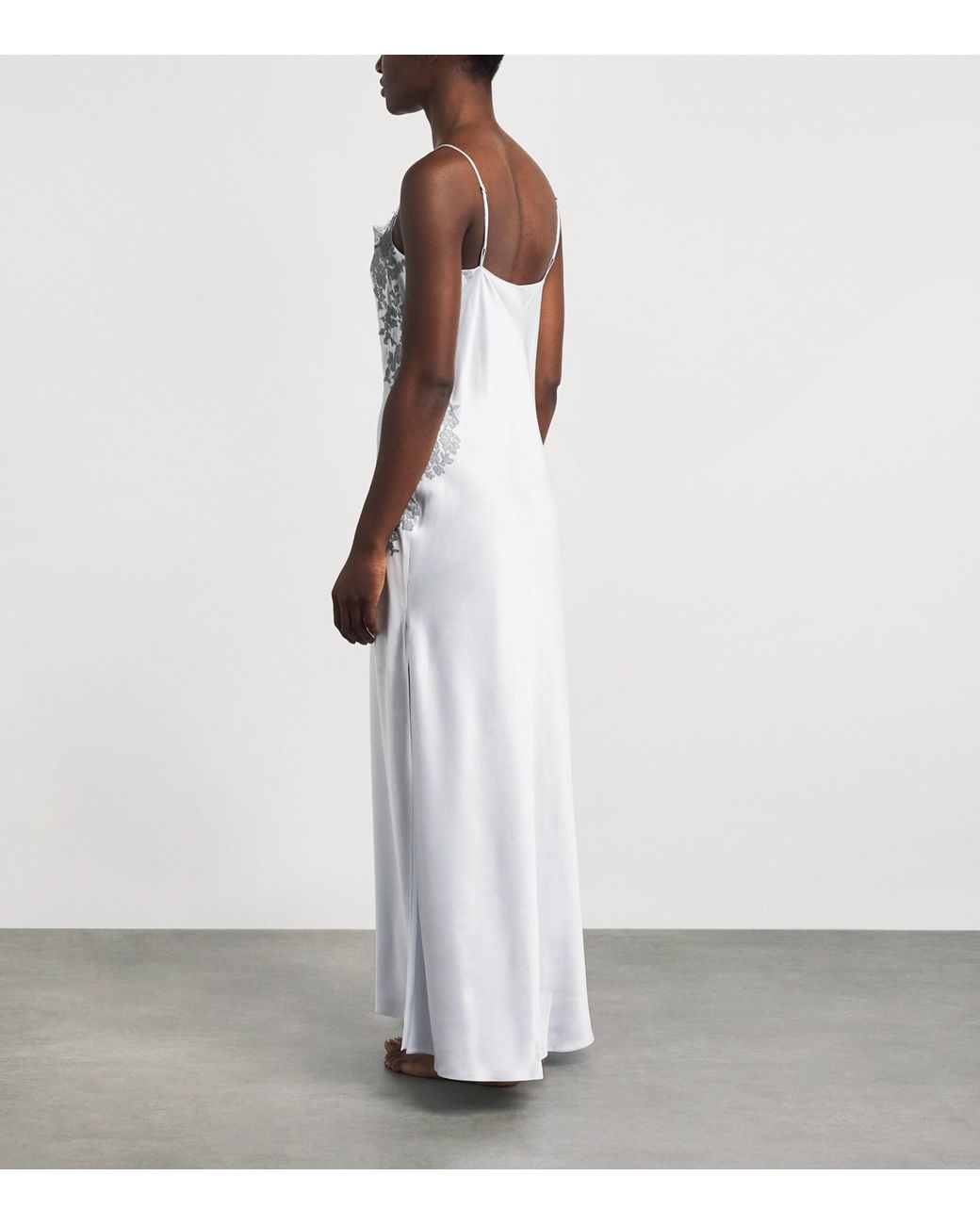 Carine Gilson White Silk Lace Maxi Nightdress