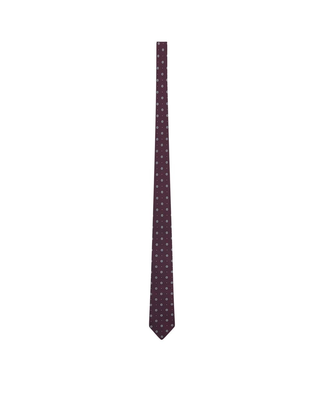 Saint Laurent White Silk Jacquard Medallion Tie for men