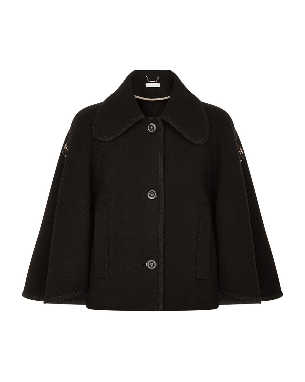 Chloe Short Cape Coat in Black Lyst UK