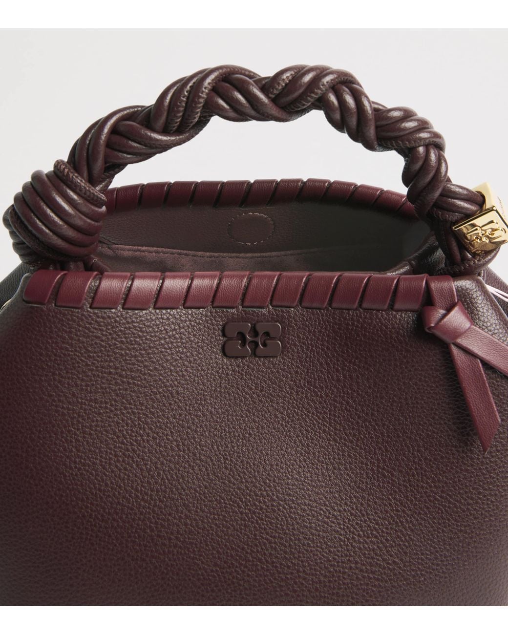 Ganni Brown Small Braided Bou Top-Handle Bag