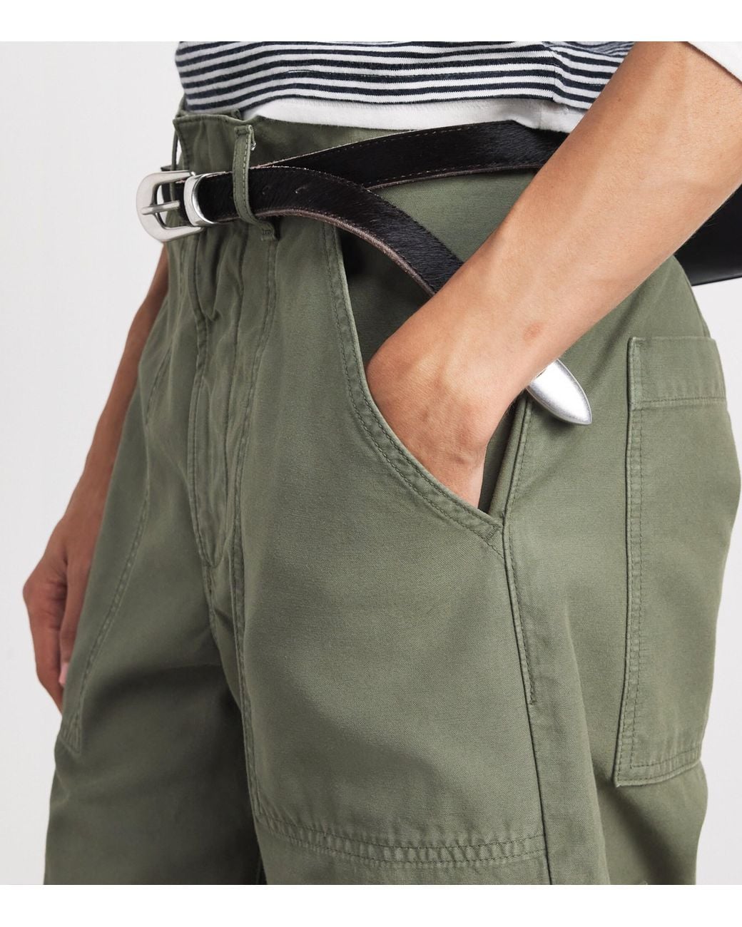 Citizens of Humanity Green Cotton Patch-Pocket Cargo Trousers