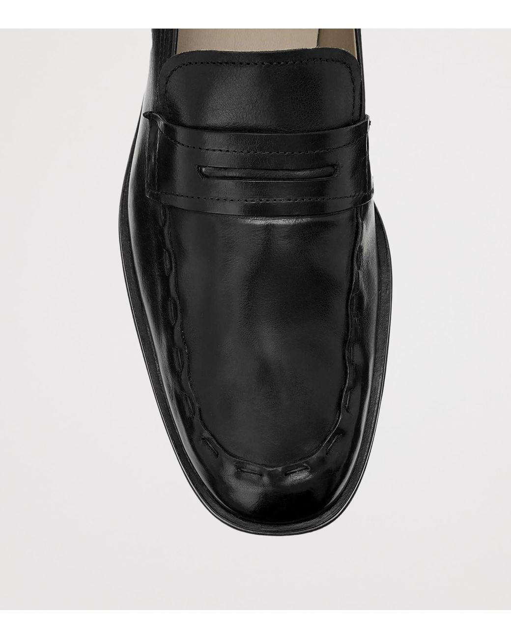 AllSaints Black Leather Jules Stitch Loafers for men