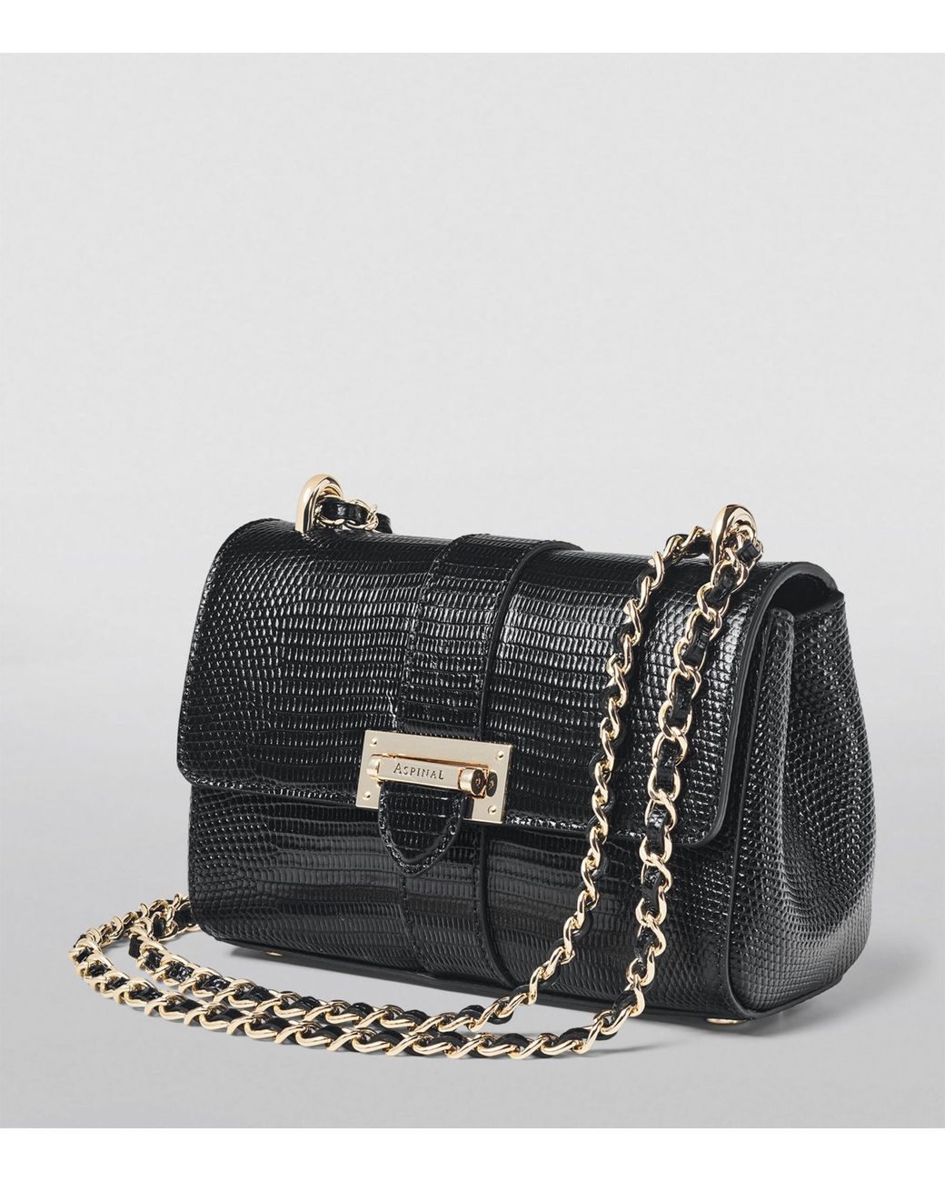 Aspinal Of London black Micro Leather Lottie Cross-Body Bag