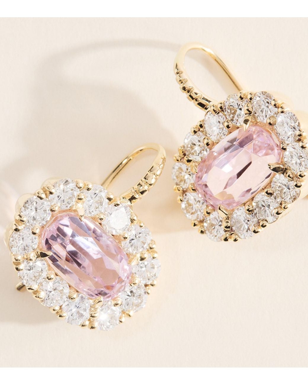 Retrouvai Natural Diamond And Kunzite Heirloom Drop Earrings