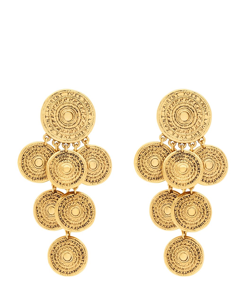 Saint Laurent Metallic Medallion Chandelier Clip-On Earrings