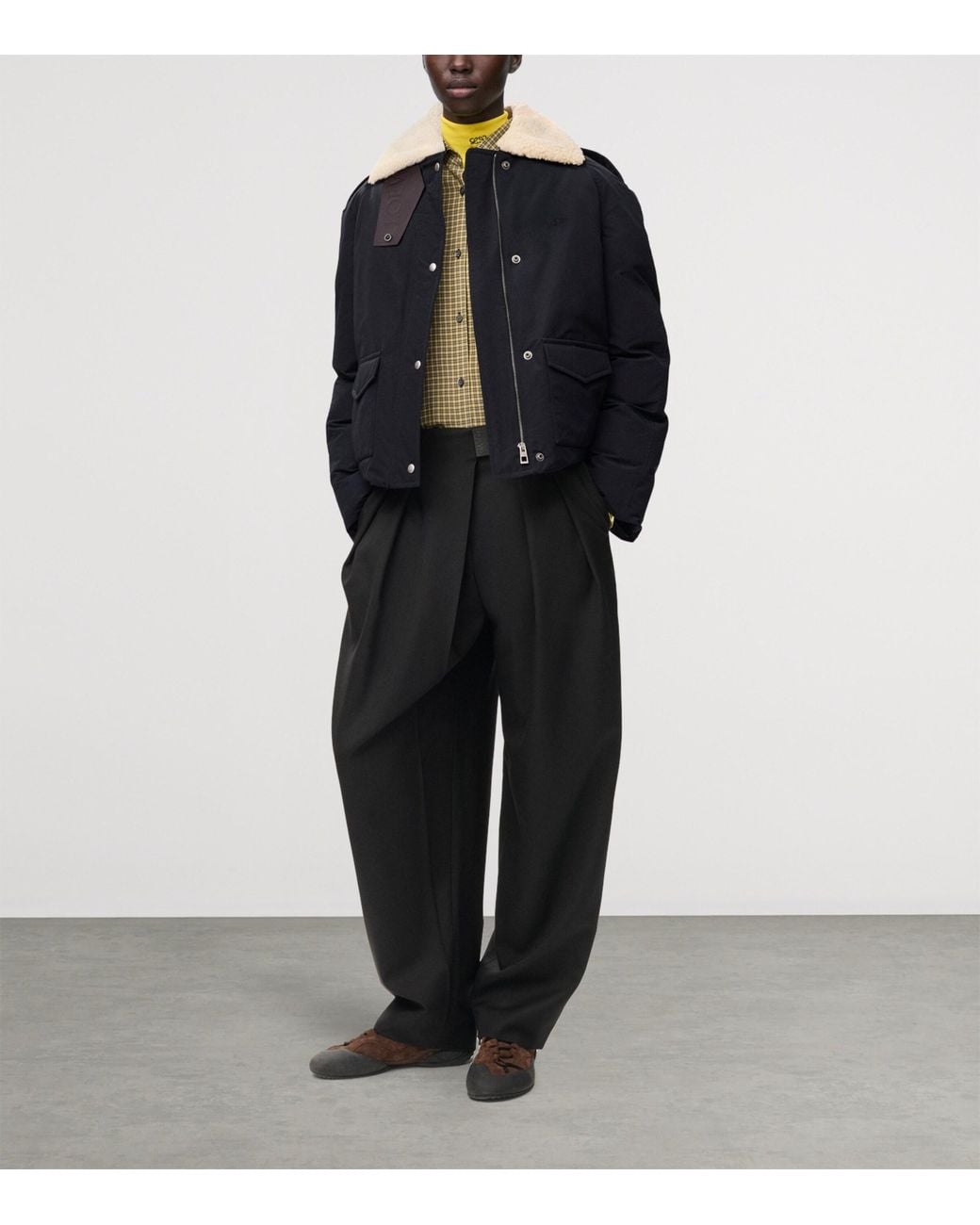 Loewe Black Technical Shearling-Collar Jacket