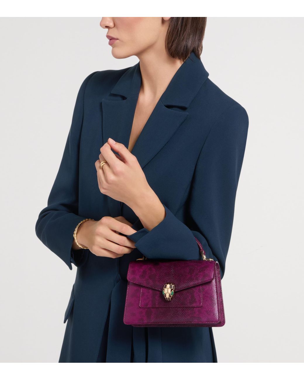 BVLGARI Purple Karung Leather Serpenti Forever Top-Handle Bag