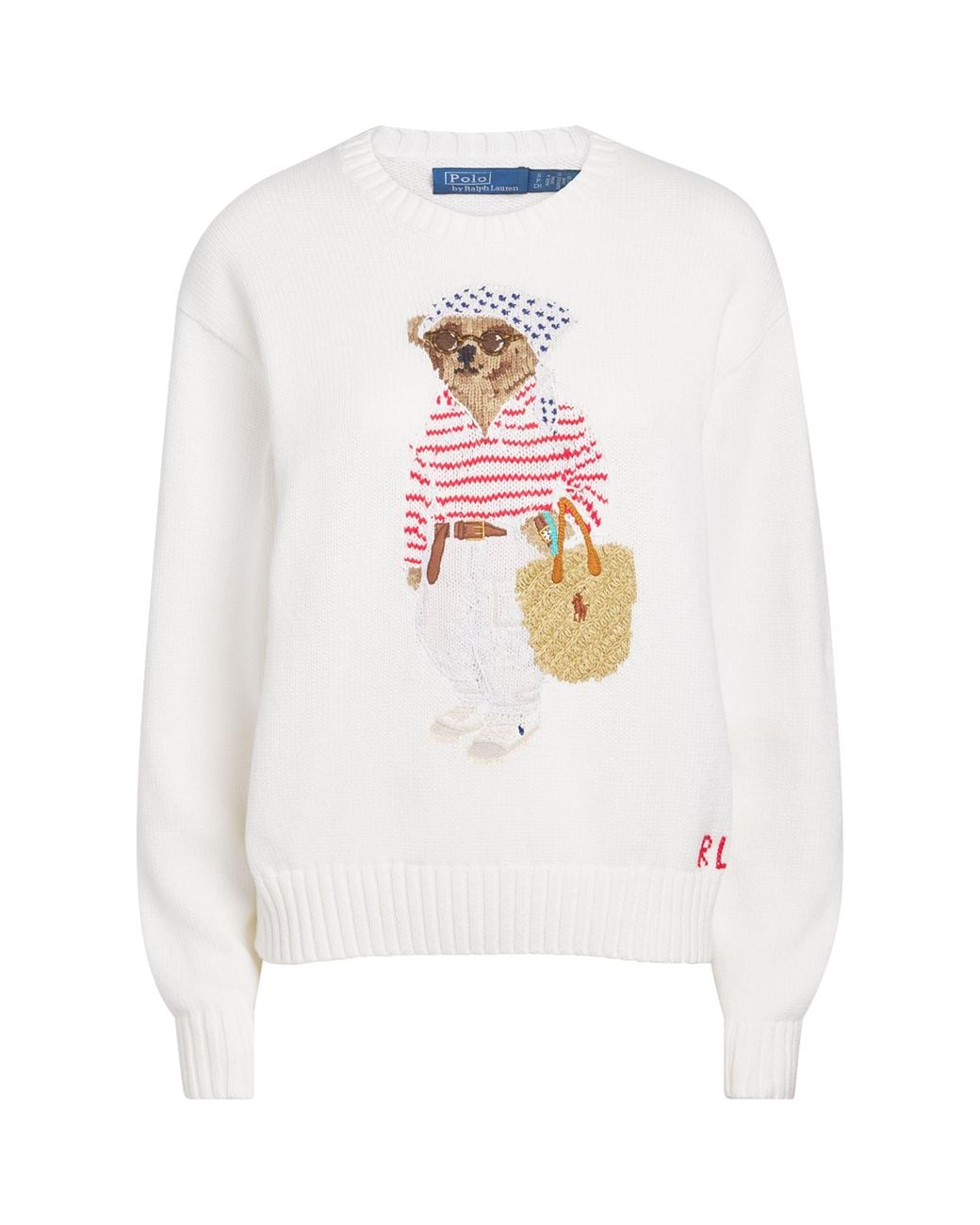 Polo Ralph Lauren White Cotton Polo Bear Sweater