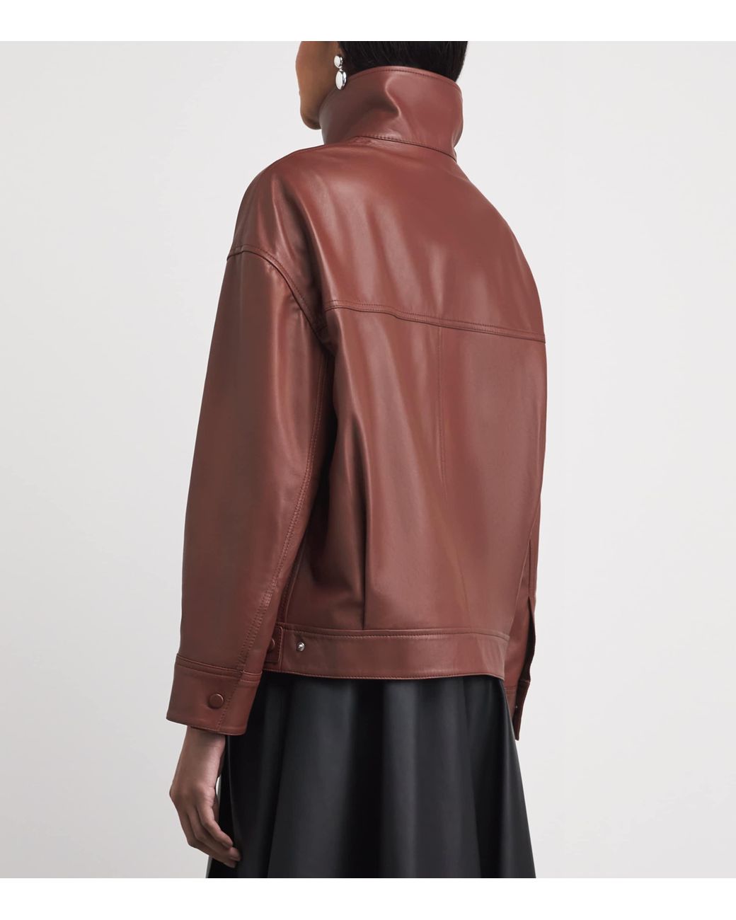 Yves Salomon Brown Lambskin Zip-Up Jacket