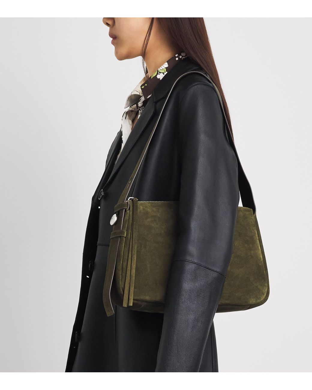 Tory Burch Green Suede Romy Shoulder Bag