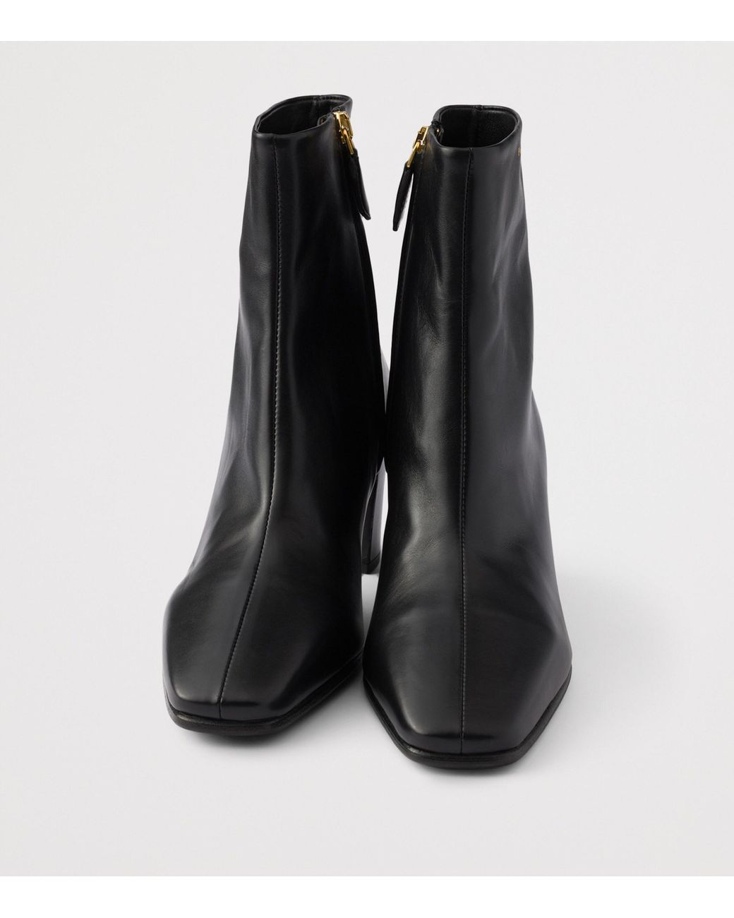 Prada Black Leather Heeled Booties Ankle Boots 65